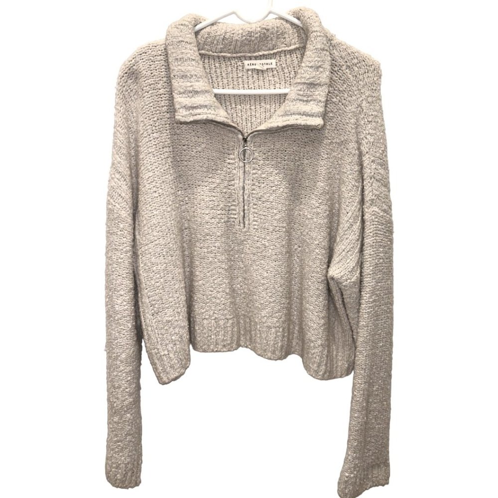 Aeropostale Cropped Quarter Zip Knit Sweater